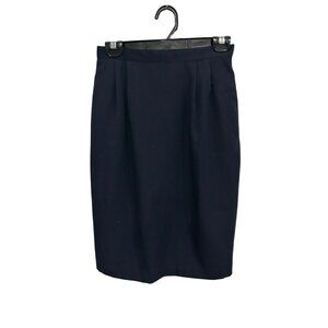 Sassco Skirt Navy Blue Pencil Lined Size 8 Polyester Viscose Workwear Preppy